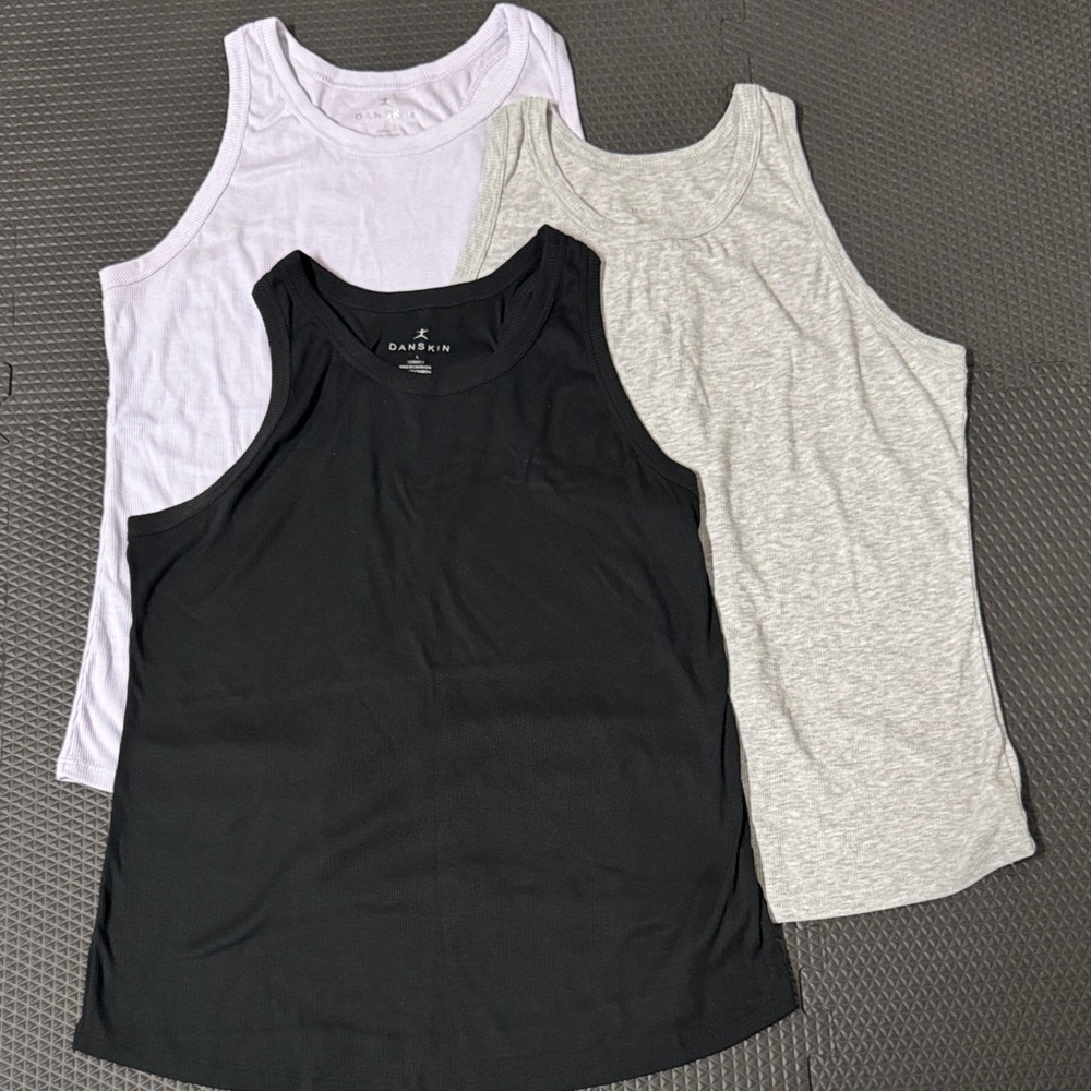 Danskin Women's Tank Top Trio - Black, light purple, Gray